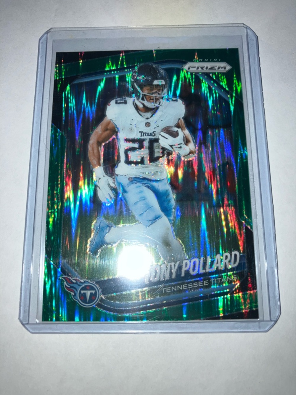 2025 Tony Pollard Tennessee Titans Football Green Flash Prizm Card NM+